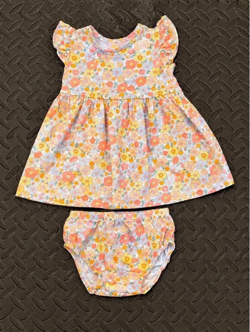 Carter’s Baby Girl Floral Dress & Bloomers Set Pink Peach Blue 9M
